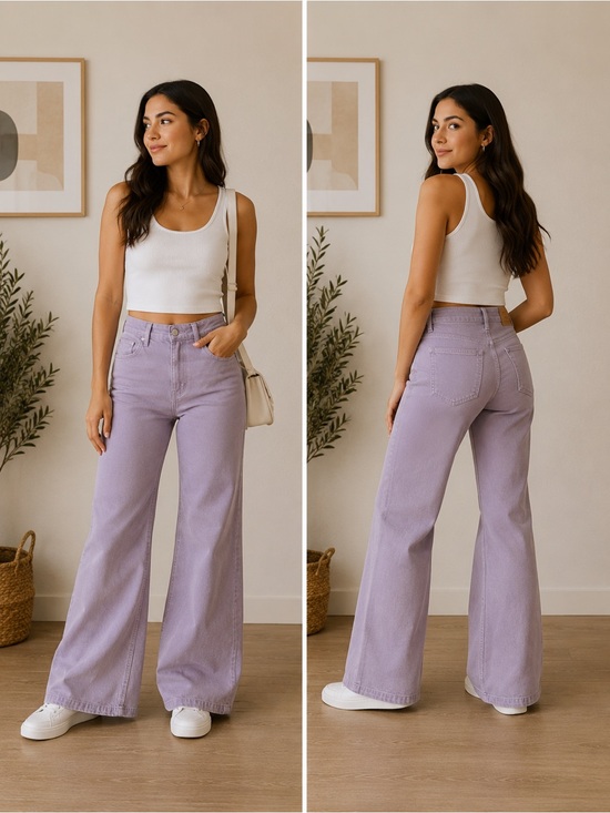PacSun Denim - PacSun Lavender High-Rise Wide Leg Jeans for Women